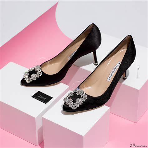 Manolo Blahnik Hangisi 70 Embellished Satin Jewel Buckle